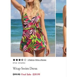 VENUS Tropical Leaf One-Piece Swimsuit in Pink, Green & Black